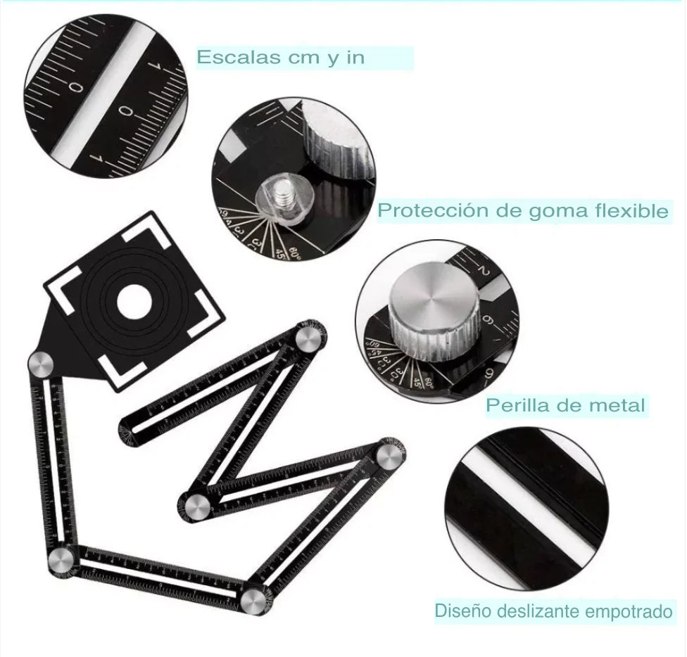Regla de medición multiángulo plegable