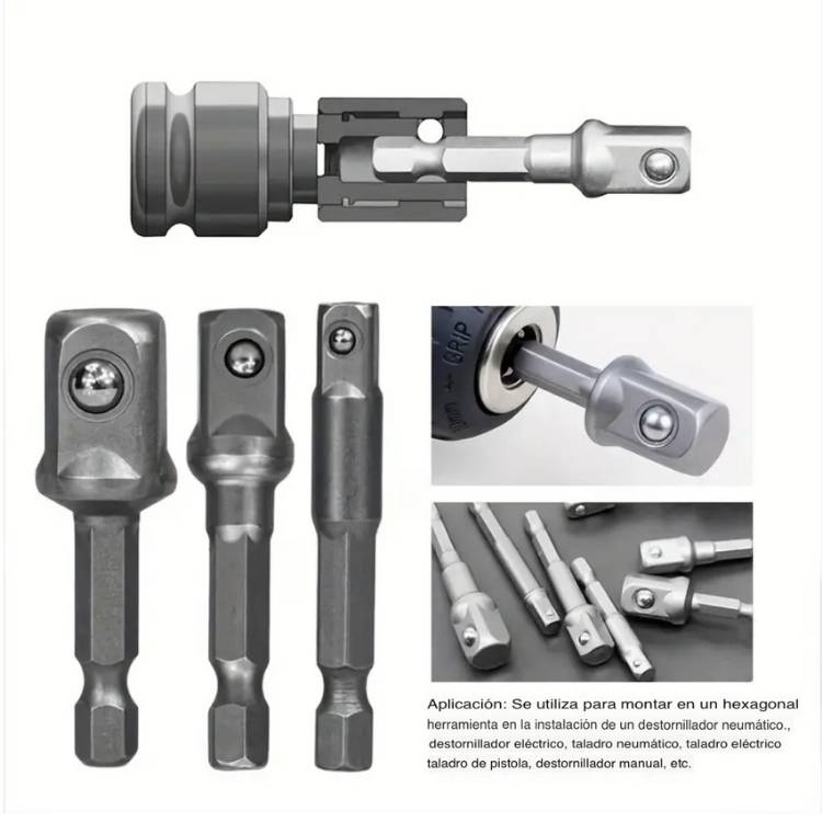 Set de 3 Adaptadores de Impacto para Taladro