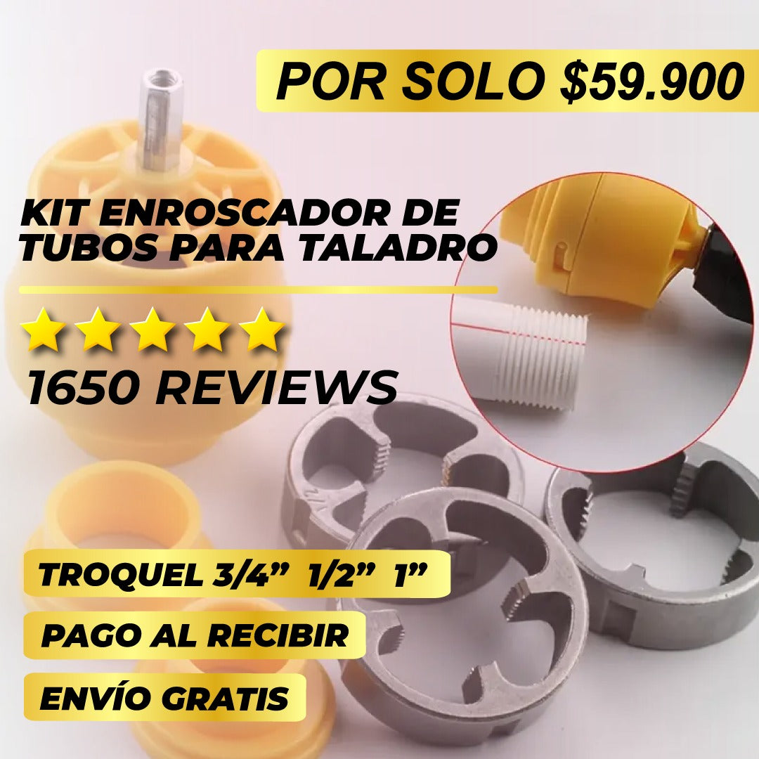 KIT ENROSCADOR DE TUBOS PARA TALADRO