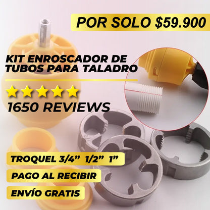 KIT ENROSCADOR DE TUBOS PARA TALADRO